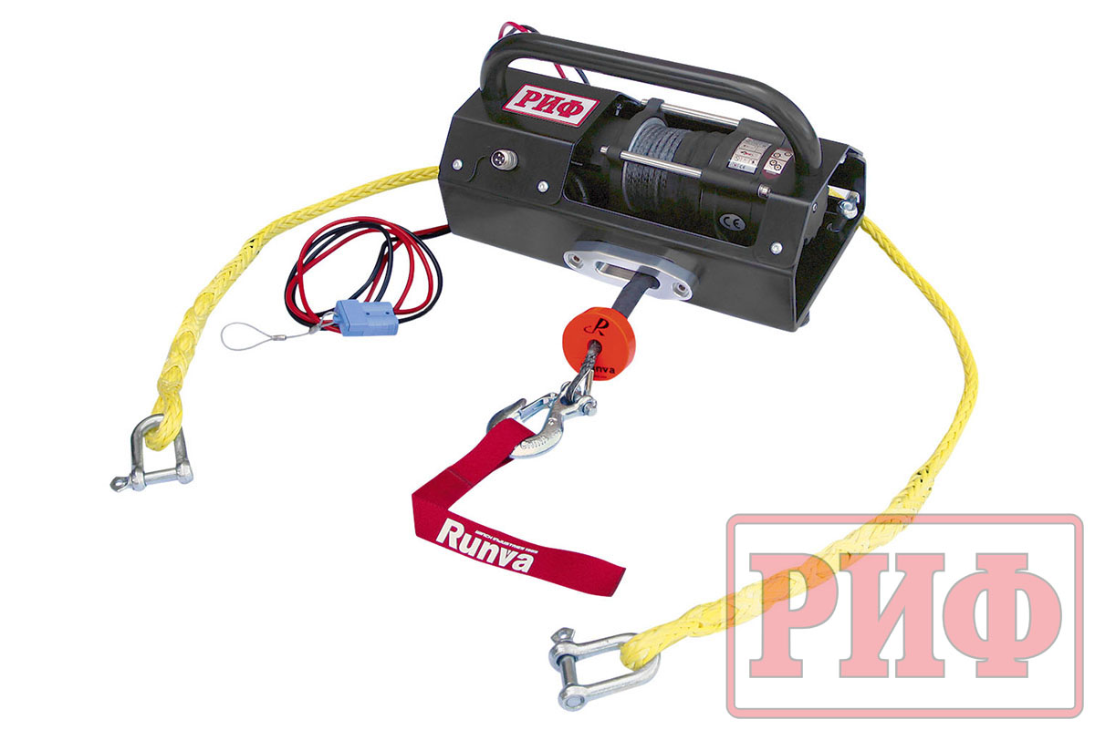 Лебёдка переносная РИФ 3500ASR c малой площадкой и проводами в сборе, синтетический трос Лебёдка переносная РИФ 3500ASR c малой площадкой и проводами в сборе, синтетический трос