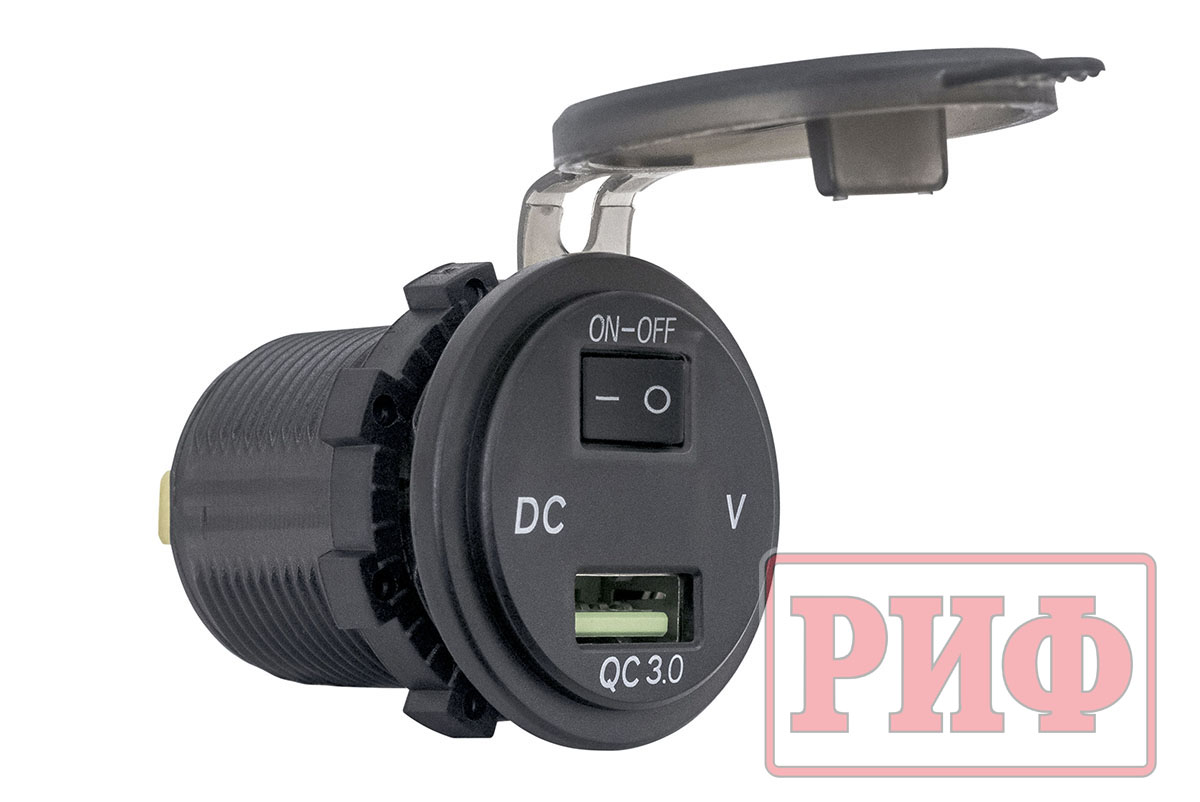 Розетка USB QC 3.0 с вольтметром, 34x37х54 Розетка USB QC 3.0 с вольтметром, 34x37х54