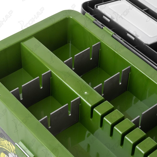 Ящик рыболовный зимний HELIOS ZANDER, 19 л, двухсекционный хаки