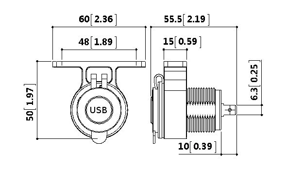 Розетка USB 3,1А на кронштейне