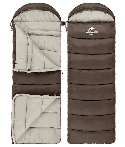 Мешок спальный Naturehike U350, (190х30)х75 см, (левый) (ТК: +1C), коричневый