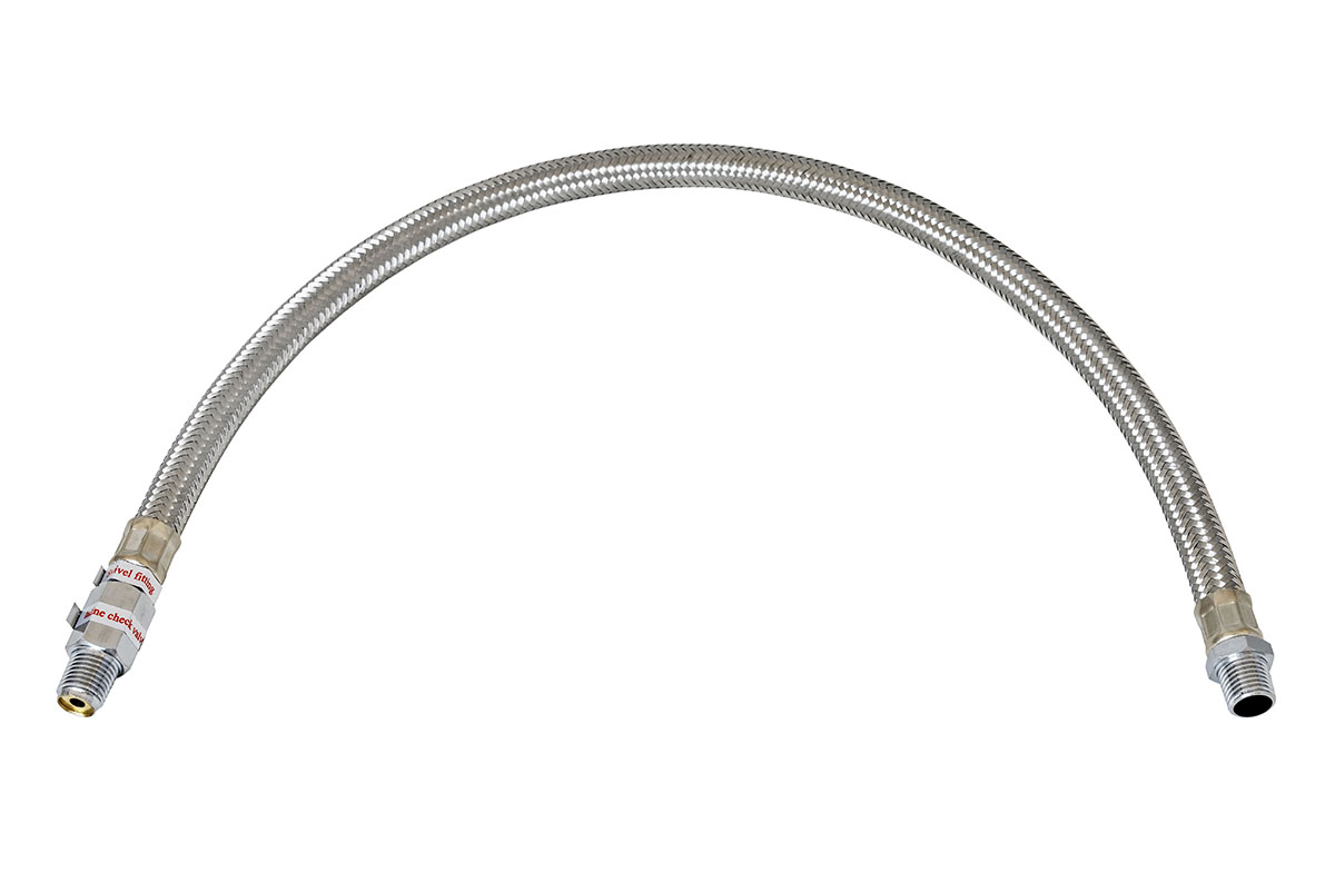 Шланг метализированый 50 см с обратным клапаном 1/4" (папа) х 1/4" (папа) Шланг метализированый 50 см с обратным клапаном 1/4" (папа) х 1/4" (папа)