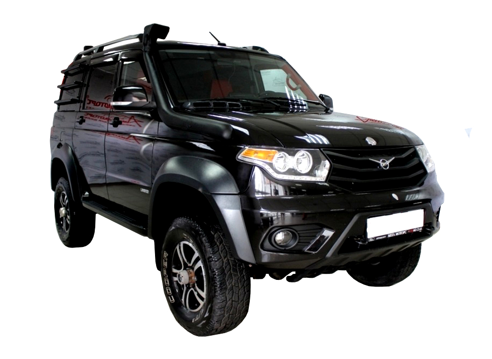 Расширители арок УАЗ Патриот 2017+ шагрень (+30 мм к штатным) (1 бак) Расширители арок УАЗ Патриот 2017+ шагрень (+30 мм к штатным) (1 бак)