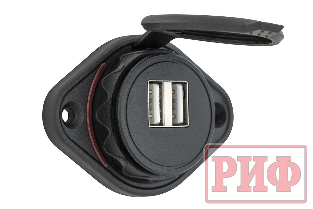 Розетка USB 3,1А накладное крепление, красная подсветка Розетка USB 3,1А накладное крепление, красная подсветка