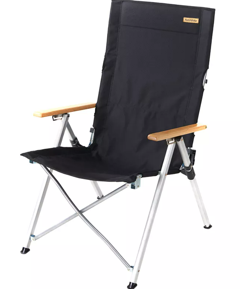 Кресло туристическое Naturehike Nightfall L06 складное, регулируемое, черное, до 140 кг
