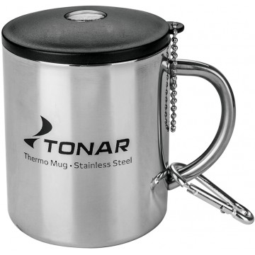 Термокружка ТОНАР 350ML металлическая, с пластиковой крышкой+карабин Термокружка ТОНАР 350ML металлическая, с пластиковой крышкой+карабин
