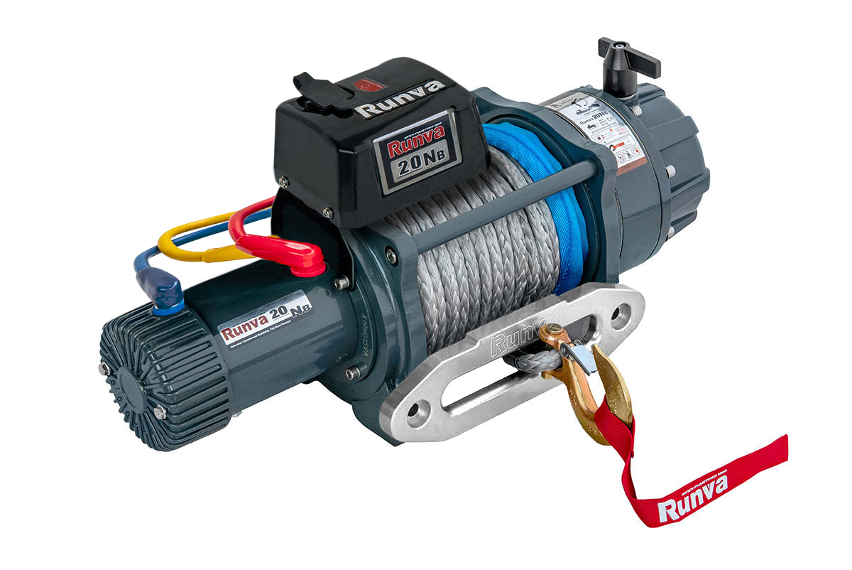 Лебёдка электрическая 24V Runva EWB20000SSR24V влагозащищенная, синтетический трос Лебёдка электрическая 24V Runva EWB20000SSR24V влагозащищенная, синтетический трос