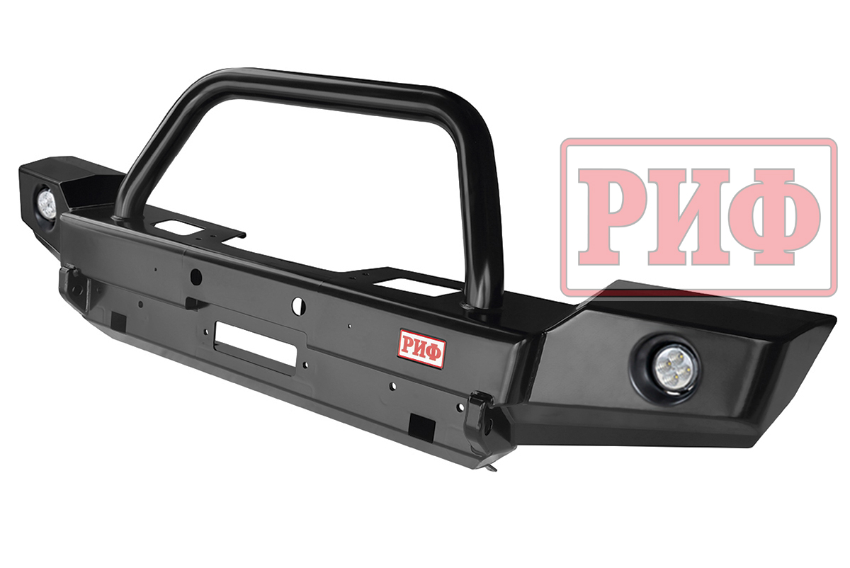 Бампер РИФ силовой передний Jeep Wrangler JK 2007-2018 с доп. фарами и центральной защитной дугой Бампер РИФ силовой передний Jeep Wrangler JK 2007-2018 с доп. фарами и центральной защитной дугой