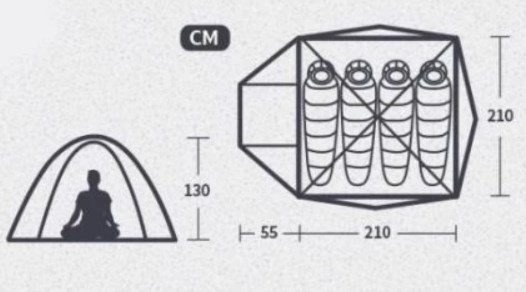 4.Палатка Naturehike P-Series 3-местная, алюминиевый каркас, голубая