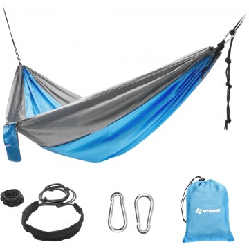Гамак без планок NISUS 140х260см нейлон 210T голубой/серый Гамак без планок NISUS 140х260см нейлон 210T голубой/серый