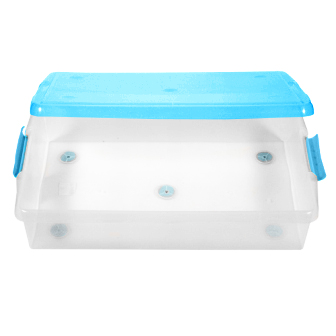 4 Короб для хранения IRIS THIN BOX 85л, прозрачный-голубой