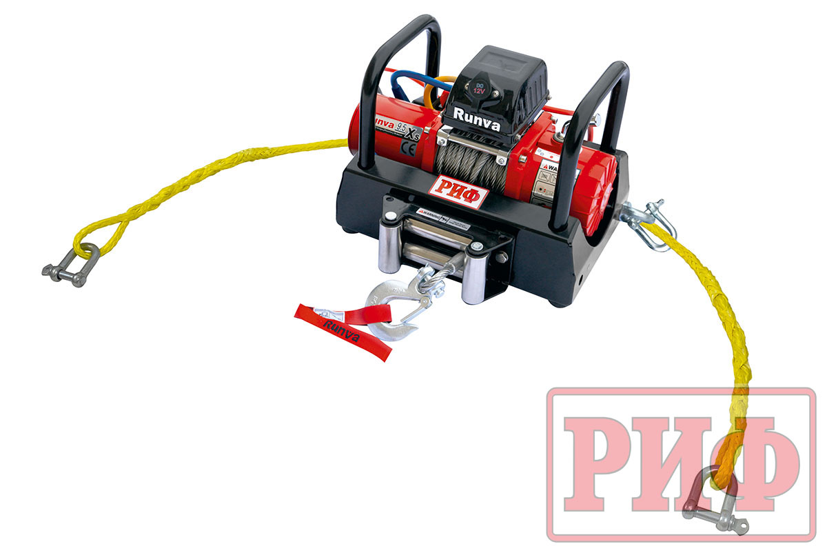 Лебёдка переносная РИФ 9.5XS c площадкой и проводами (в сборе), коротий барабан, стальной трос Лебёдка переносная РИФ 9.5XS c площадкой и проводами (в сборе), коротий барабан, стальной трос
