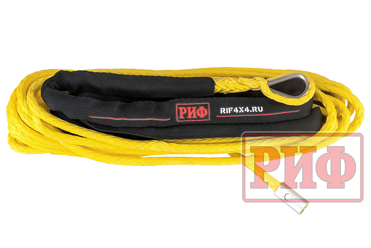 Трос для лебёдки синтетический РИФ 6 мм/15 м, желтый Трос для лебёдки синтетический РИФ 6 мм/15 м, желтый