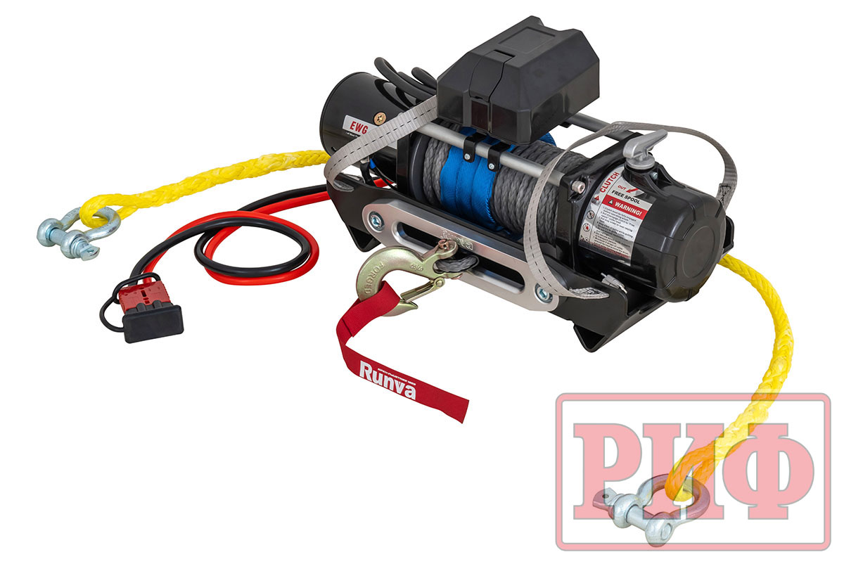 Лебёдка переносная РИФ 9000SR c облегчённой площадкой и проводами (синтетический трос) Лебёдка переносная РИФ 9000SR c облегчённой площадкой и проводами (синтетический трос)