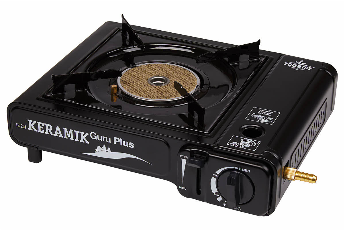 Плита газовая TOURIST KERAMIK GURU PLUS, портативная, керамическая, с переходником, в кейсе Плита газовая TOURIST KERAMIK GURU PLUS, портативная, керамическая, с переходником, в кейсе