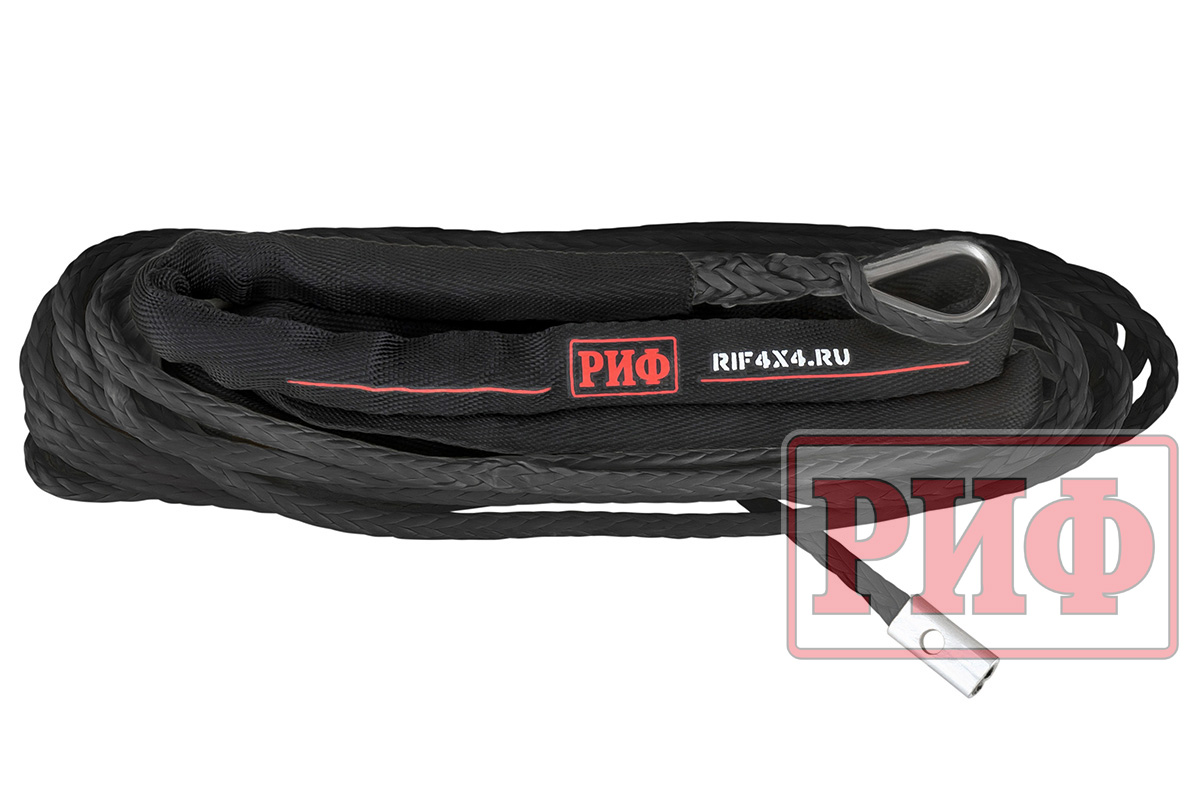 Трос для лебёдки синтетический РИФ 6 мм/15 м, черный Трос для лебёдки синтетический РИФ 6 мм/15 м, черный