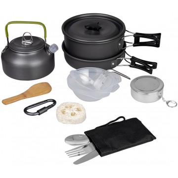 Набор посуды HELIOS 2-3 персоны, с чайником, анодированный алюминий Набор посуды HELIOS 2-3 персоны, с чайником, анодированный алюминий