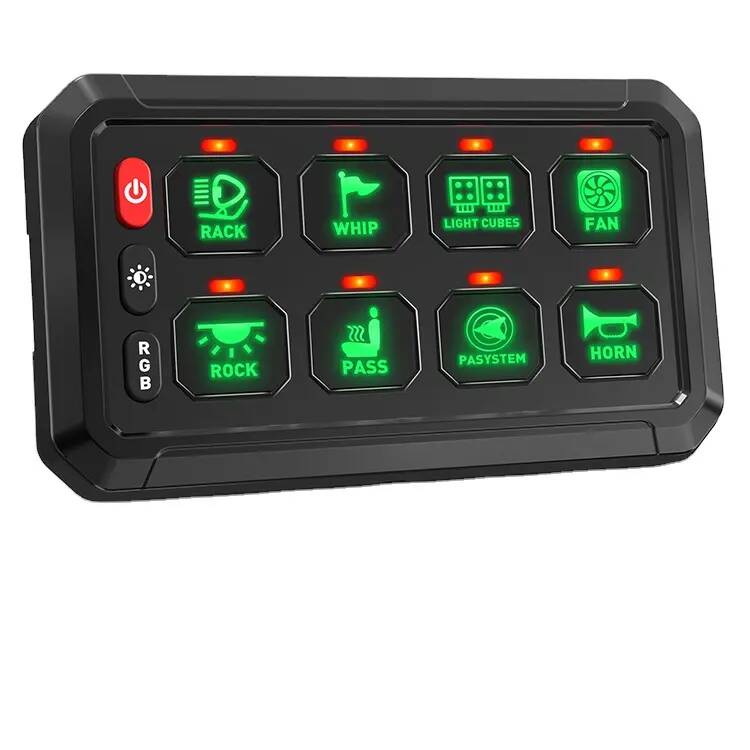 Панель переключателей групповая (8 шт) 12В 600 Вт / 24В 1200 Вт Панель переключателей групповая (8 шт) 12В 600 Вт / 24В 1200 Вт