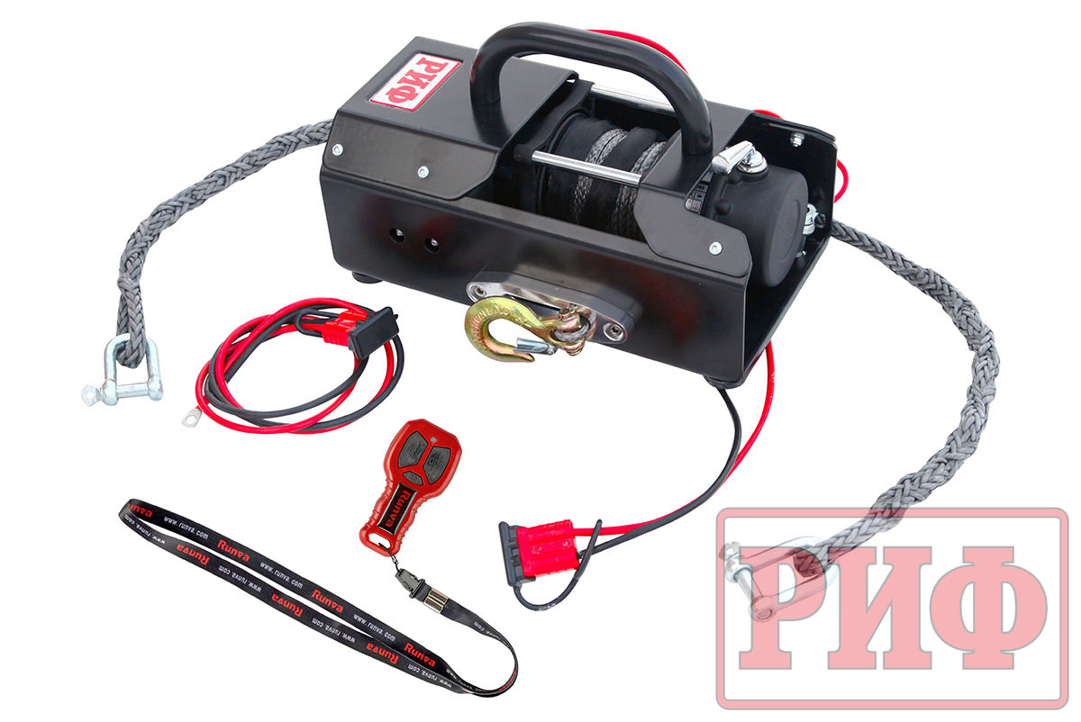 Лебёдка переносная РИФ 4500USR c малой площадкой, синтетический трос Лебёдка переносная РИФ 4500USR c малой площадкой, синтетический трос