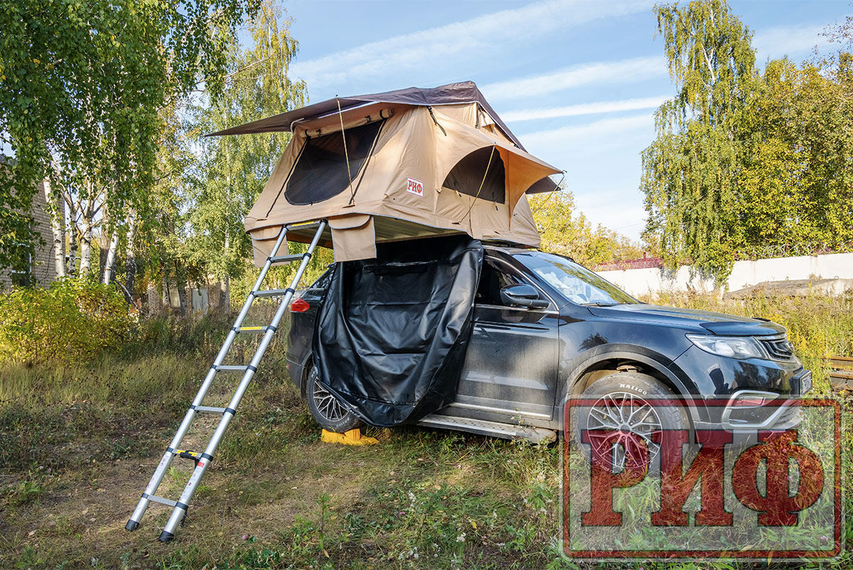 Палатка на крышу автомобиля РИФ Soft RT01-140W, тент песочный, корпус черный, 240х140х130 см Палатка на крышу автомобиля РИФ Soft RT01-140W, тент песочный, корпус черный, 240х140х130 см