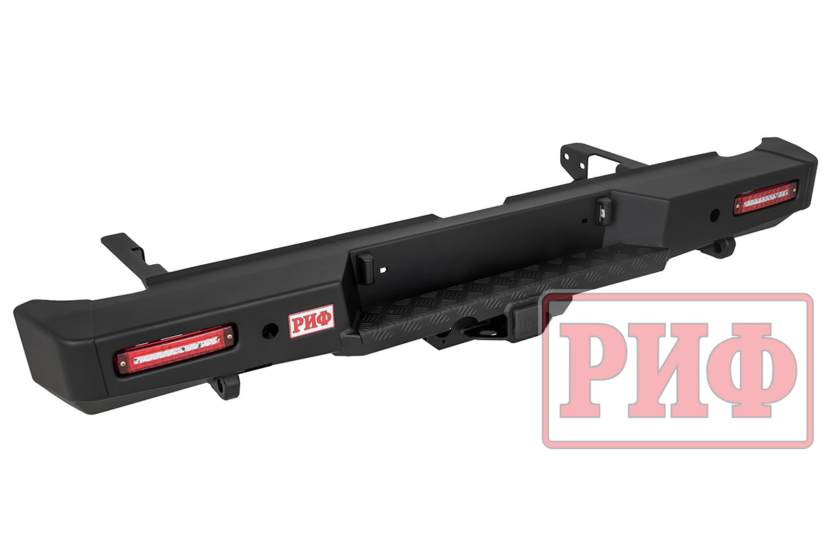 Бампер РИФ силовой задний JAC T6, SOLLERS ST6 с квадратом под фаркоп и фонарями Бампер РИФ силовой задний JAC T6, SOLLERS ST6 с квадратом под фаркоп и фонарями