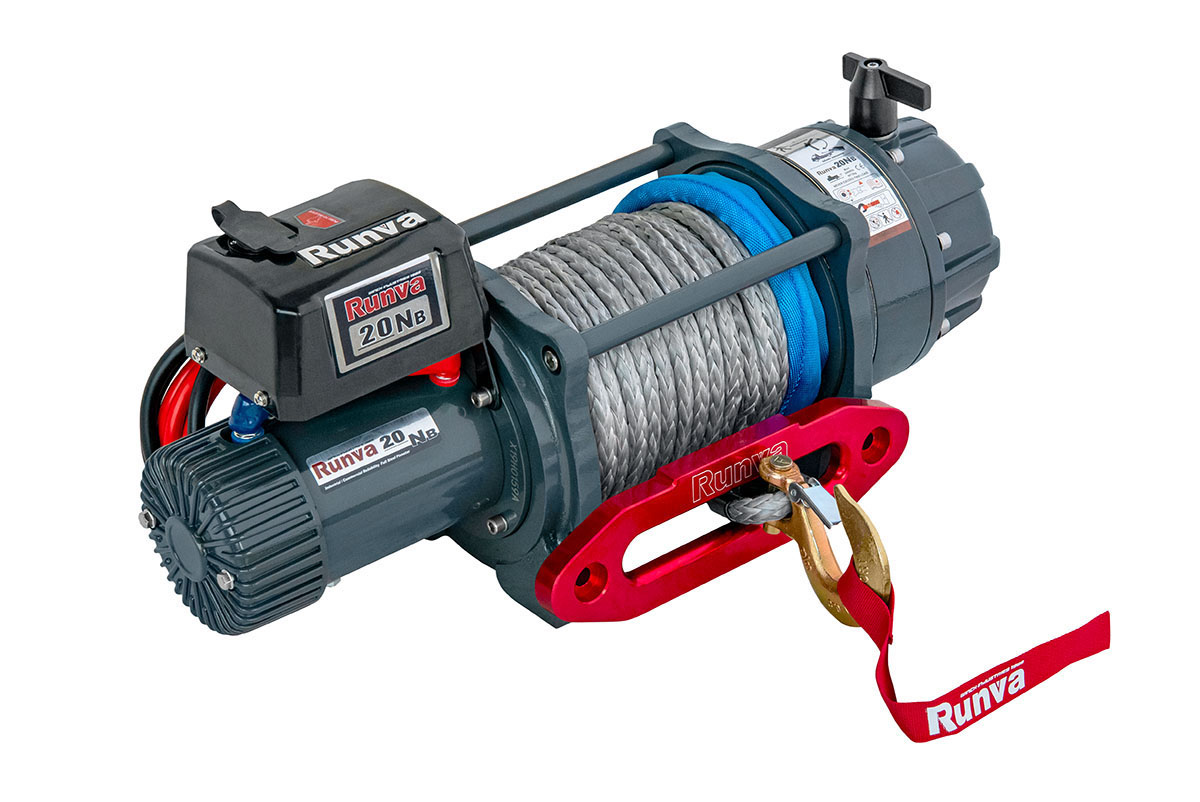 Лебёдка электрическая 24V Runva EWB20000USR24V влагозащищенная, синтетический трос Лебёдка электрическая 24V Runva EWB20000USR24V влагозащищенная, синтетический трос