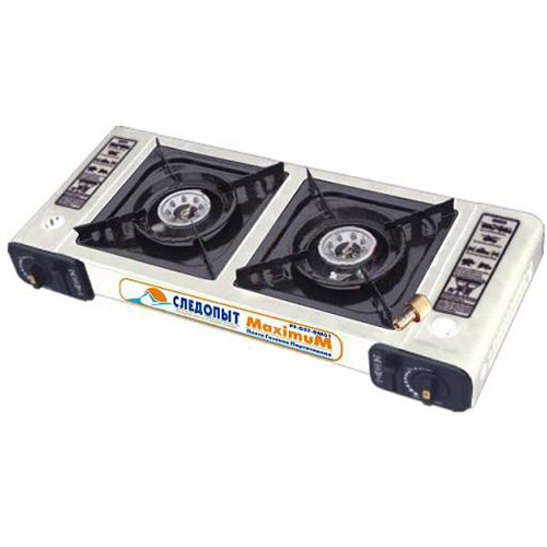 Плита газовая портативная СЛЕДОПЫТ- MaximuM, двойная, с переходником (уценка) Плита газовая портативная СЛЕДОПЫТ- MaximuM, двойная, с переходником (уценка)