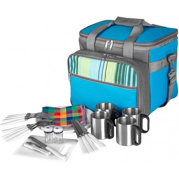 Набор для пикника на 4 персоны HELIOS серо-голубой Набор для пикника на 4 персоны HELIOS серо-голубой
