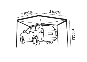 3 Маркиза автомобильная РИФ веерная 2,0х2,0 м (левая)