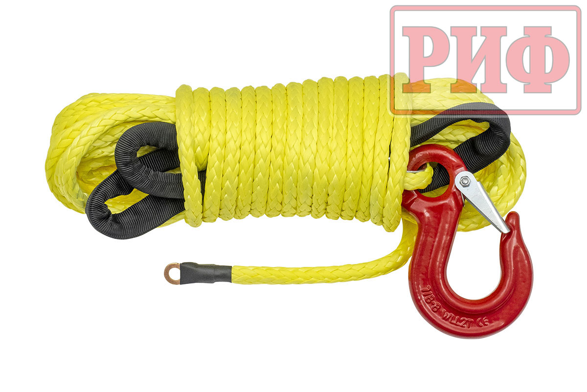 Трос для лебёдки синтетический РИФ 8 мм/15 м (готовый) Трос для лебёдки синтетический РИФ 8 мм/15 м (готовый)
