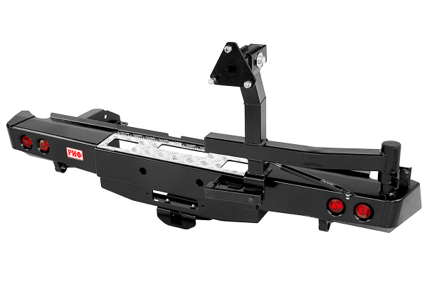 Бампер РИФ задний Nissan Navara D40 2010+ с площ. под лебёдку, квад. под фаркоп, калиткой и фонарями Бампер РИФ задний Nissan Navara D40 2010+ с площ. под лебёдку, квад. под фаркоп, калиткой и фонарями