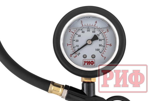 Пистолет РИФ для подкачки колес виброустойчивый (черный) с манометром РИФ от 0 до 7 атм.