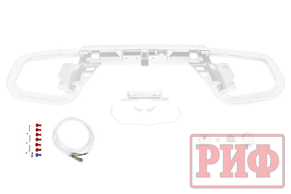 Бампер РИФ силовой задний Toyota Land Cruiser Prado 150 c квадратом под фаркоп (белый)