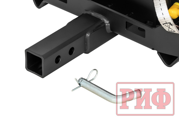 Лебёдка переносная РИФ 9000SR c квадратом для фаркопа и проводами в сборе, синтетический трос (облегченная)