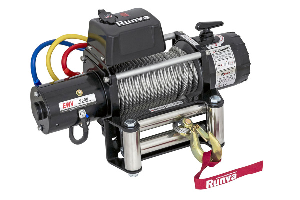 Лебёдка электрическая 12V Runva EWV9500S 4350 кг (стальной трос)