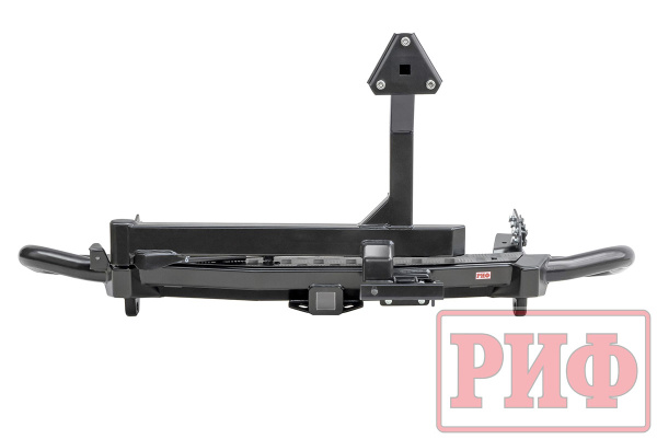 Бампер РИФ силовой задний Mitsubishi Pajero Sport 2015+ c квадр. под фаркоп, калиткой, подсвет. ном. Бампер РИФ силовой задний Mitsubishi Pajero Sport 2015+ c квадр. под фаркоп, калиткой, подсвет. ном.