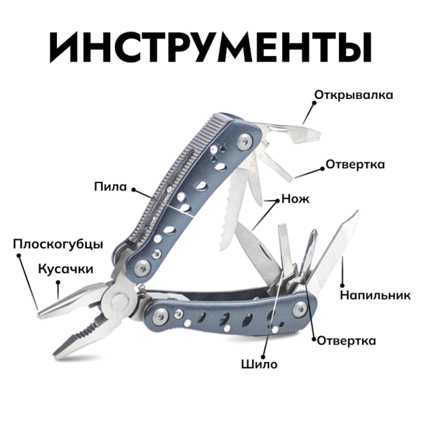 Мультитул Ganzo G2019S, 11 предметов, цв.синий