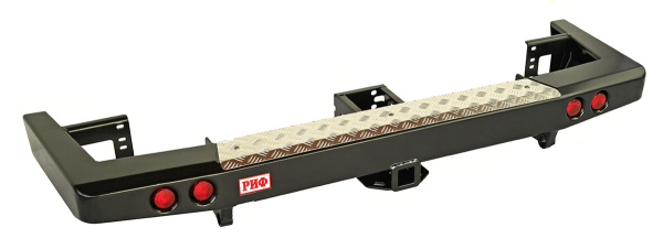 Бампер РИФ задний УАЗ Патриот 2015+ с квадратом под фаркоп и фонарями лифт Бампер РИФ задний УАЗ Патриот 2015+ с квадратом под фаркоп и фонарями лифт