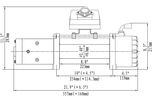 Лебёдка электрическая 12V Runva 10000 lbs 4500 кг Лебёдка электрическая 12V Runva 10000 lbs 4500 кг