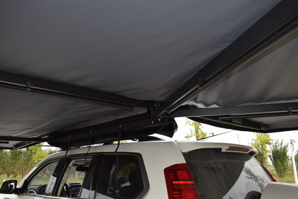 3 Маркиза автомобильная РИФ веерная, безопорная 2,3х2 м (левая), увеличенная, серая