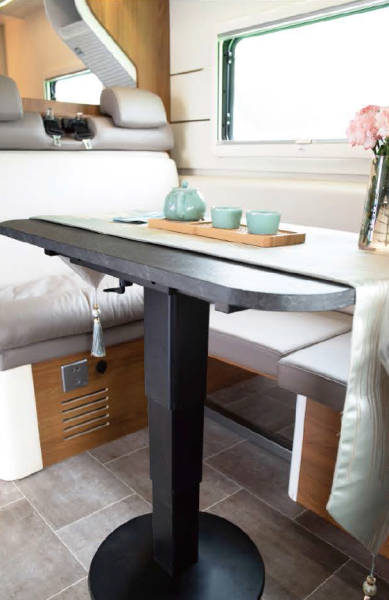 Нога телескопическая для стола в автодом, черная, 2 стороны регулировки, большое основание