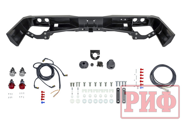 Бампер РИФ силовой задний Toyota Land Cruiser 76 2007+ с квадратом под фаркоп и фонарями Бампер РИФ силовой задний Toyota Land Cruiser 76 2007+ с квадратом под фаркоп и фонарями