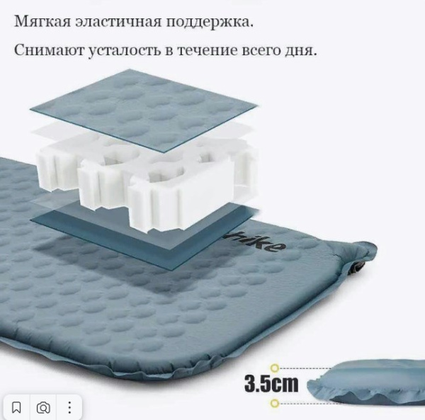 3.Коврик самонадувающийся Naturehike, 185x55x3.5 см, овальный синий 3.Коврик самонадувающийся Naturehike, 185x55x3.5 см, овальный синий