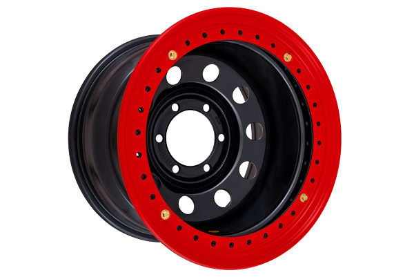 Диск усиленный стальной черный 6x139,7 10xR16 d110 ET-44 с бедлоком (красный)