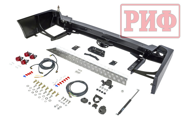 Бампер РИФ силовой задний Toyota Land Cruiser 100 с квадратом под фаркоп, калиткой и фонарями Бампер РИФ силовой задний Toyota Land Cruiser 100 с квадратом под фаркоп, калиткой и фонарями