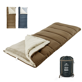 Мешок спальный Naturehike CR450, 210х90 см, 3-в-1 (левый) (ТК: +15C), коричневый