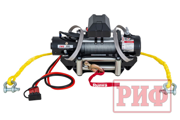 Лебёдка переносная РИФ 9000 c облегчённой площадкой и проводами (стальной трос)