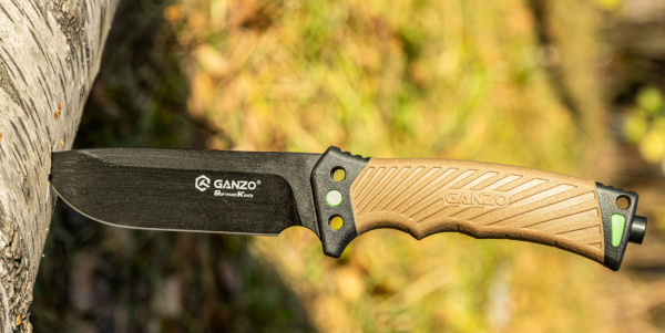 5 Нож туристический GANZO, длина 243 мм, сталь 8CR13, коричневый, с паракордом, в ножнах 5 Нож туристический GANZO, длина 243 мм, сталь 8CR13, коричневый, с паракордом, в ножнах