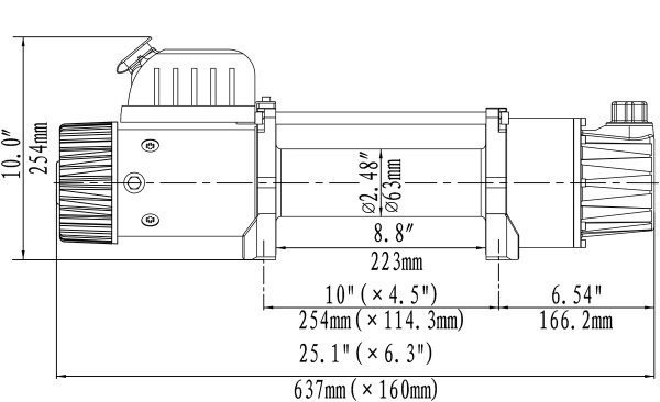 Лебёдка электрическая двухскоростная 12V Runva 12000 lbs 5700 кг (синтетический трос) Лебёдка электрическая двухскоростная 12V Runva 12000 lbs 5700 кг (синтетический трос)