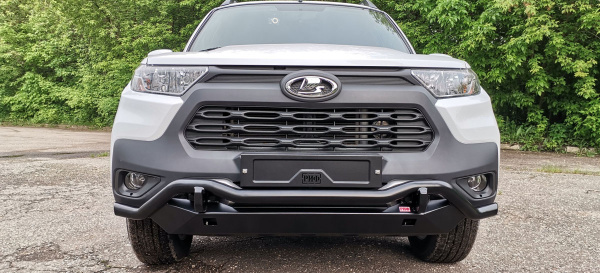 Бампер РИФ силовой передний/защита штатного бампера Lada Niva Travel (2021-2024) с защитой радиатора